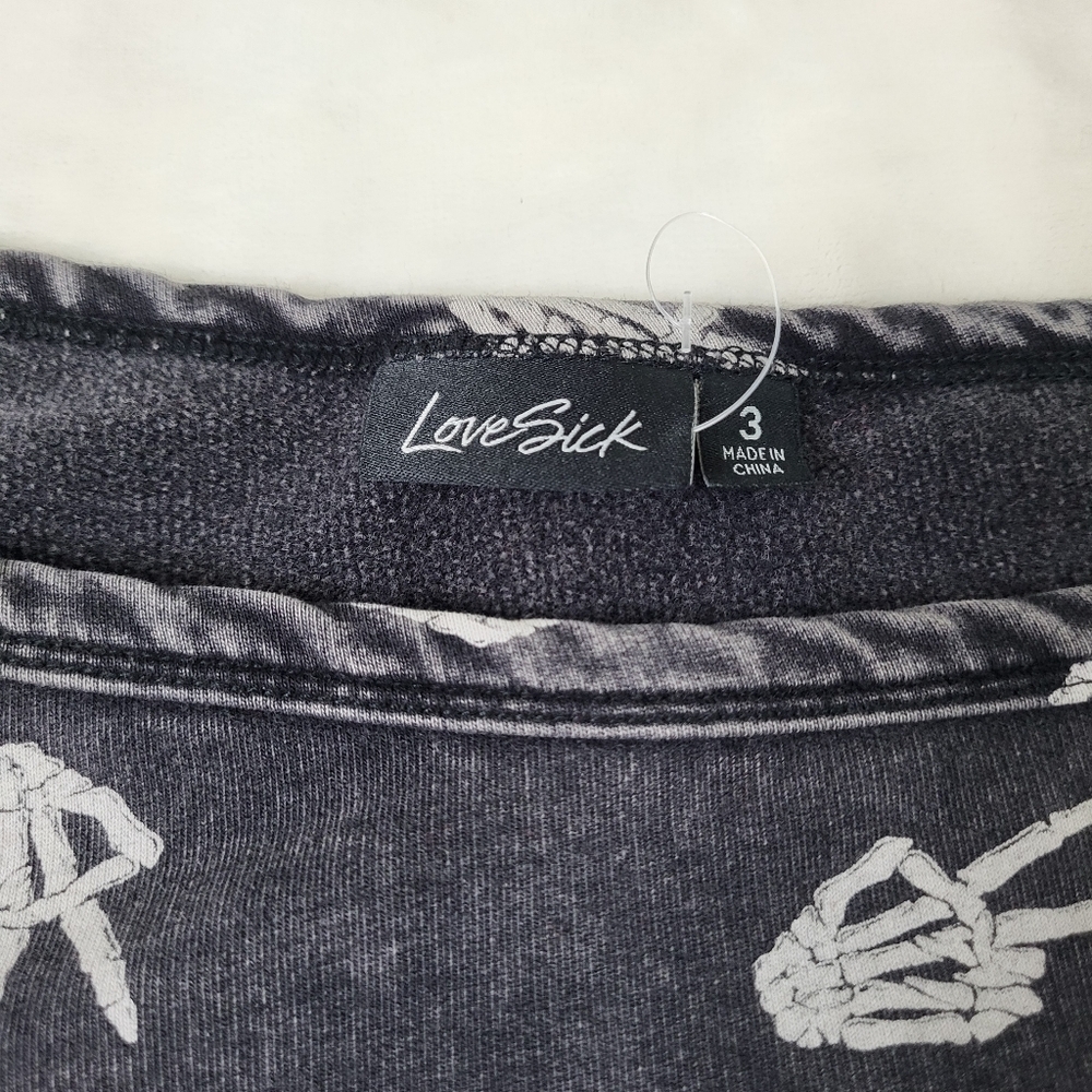 Torrid Lovesick Peace Skeleton Off Shoulder Tunic Sweatshirt Size 3 - Picture 4 of 11